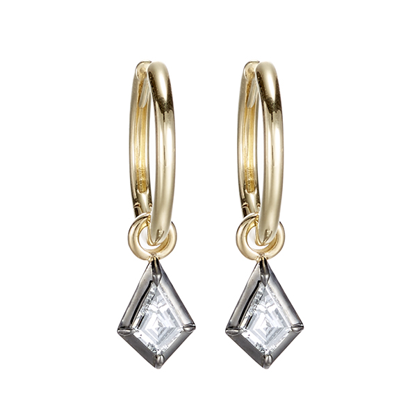18K Black Rhodium Diamond Kite Shaped Charms on Huggies